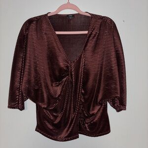 Express Burgundy Draped Women's Blouse